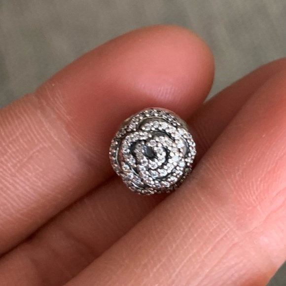 Retired Pandora Shimmering Rose Safety Clip Stopper Charm EUC - Picture 3 of 12